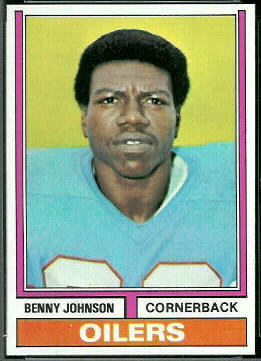 Benny Johnson 1974 Topps football card