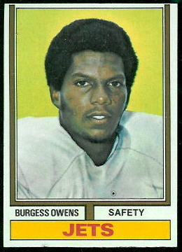 Burgess Owens 1974 Topps football card