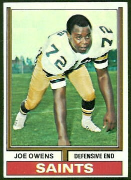 Joe Owens 1974 Topps football card