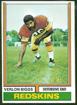 Verlon Biggs 1974 Topps football card