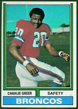 Charlie Greer 1974 Topps football card