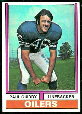 Paul Guidry 1974 Topps football card