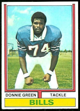 Donnie Green 1974 Topps football card