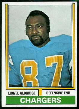 Lionel Aldridge 1974 Topps football card Lionel Aldridge 1974 Topps football card