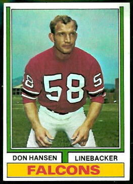 Don Hansen 1974 Topps football card