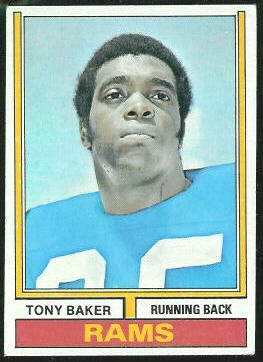 Tony Baker 1974 Topps football card