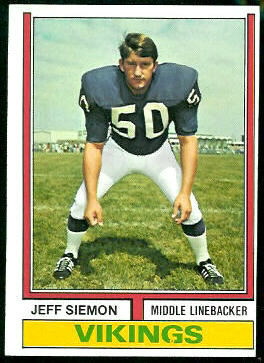 Jeff Siemon 1974 Topps football card Jeff Siemon 1974 Topps football card