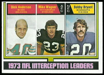 1973 Interception Leaders 1974 Topps football card