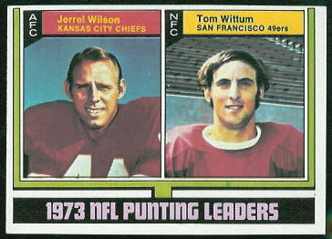 1973 Punting Leaders 1974 Topps football card