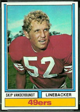 Skip Vanderbundt 1974 Topps football card