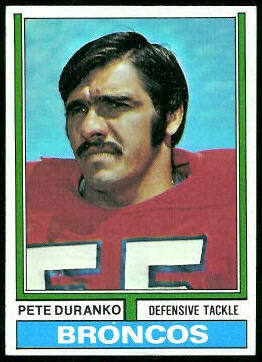 Pete Duranko 1974 Topps football card