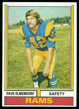 Dave Elmendorf 1974 Topps football card