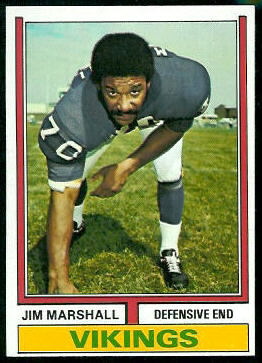 Jim Marshall 1974 Topps football card