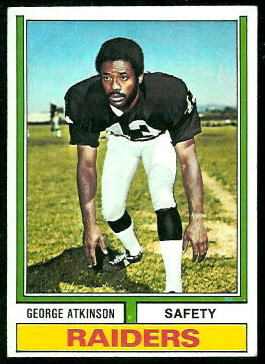 George Atkinson 1974 Topps football card