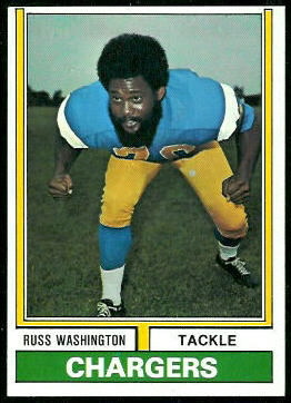 Russ Washington 1974 Topps football card