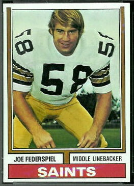 Joe Federspiel 1974 Topps football card