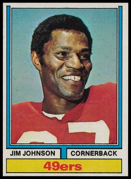 Jim Johnson 1974 Topps football card
