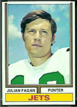 Julian Fagan 1974 Topps football card