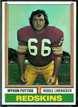 Myron Pottios 1974 Topps football card