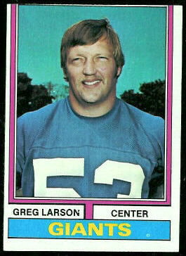 Greg Larson 1974 Topps football card