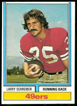 Larry Schreiber 1974 Topps football card