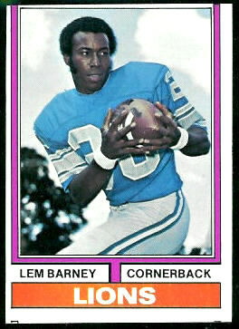 Lem Barney 1974 Topps football card