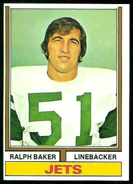 Ralph Baker 1974 Topps football card