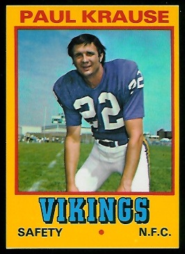 Paul Krause 1974 Wonder Bread football card