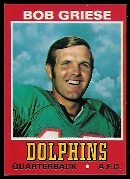 Bob Griese 1974 Wonder Bread football card