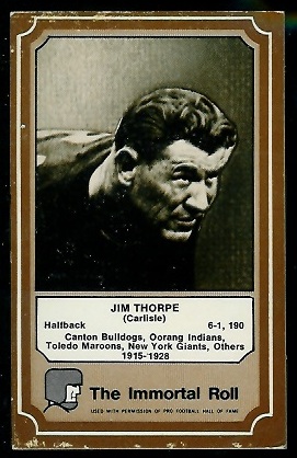 Jim Thorpe 1975 Fleer Immortal Roll football card