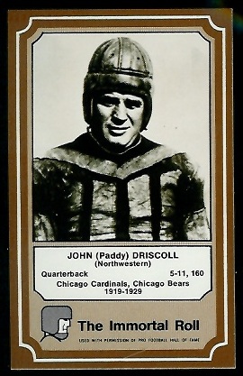 Paddy Driscoll 1975 Fleer Immortal Roll football card