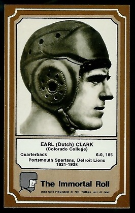 Dutch Clark 1975 Fleer Immortal Roll football card Dutch Clark 1975 Fleer Immortal Roll football card