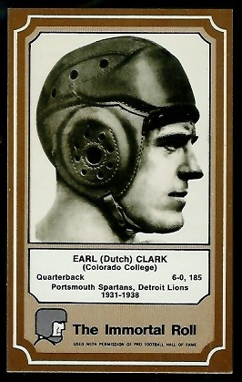 Dutch Clark 1975 Fleer Immortal Roll football card