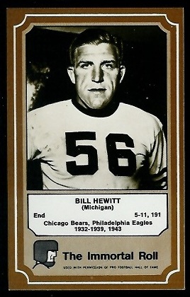 Bill Hewitt 1975 Fleer Immortal Roll football card