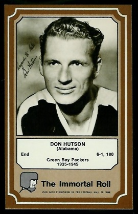 Don Hutson 1975 Fleer Immortal Roll football card Don Hutson 1975 Fleer Immortal Roll football card