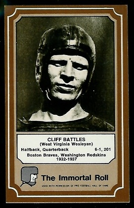 Cliff Battles 1975 Fleer Immortal Roll football card Cliff Battles 1975 Fleer Immortal Roll football card