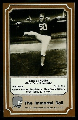 Ken Strong 1975 Fleer Immortal Roll football card