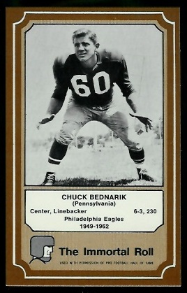 Chuck Bednarik 1975 Fleer Immortal Roll football card Chuck Bednarik 1975 Fleer Immortal Roll football card