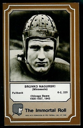 Bronko Nagurski 1975 Fleer Immortal Roll football card Bronko Nagurski 1975 Fleer Immortal Roll football card