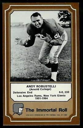 Andy Robustelli 1975 Fleer Immortal Roll football card