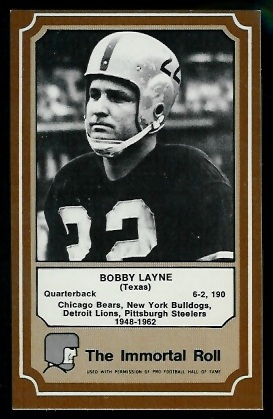 Bobby Layne 1975 Fleer Immortal Roll football card