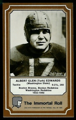 Turk Edwards 1975 Fleer Immortal Roll football card