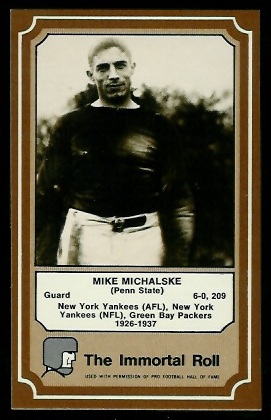Mike Michalske 1975 Fleer Immortal Roll football card