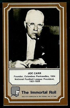 Joe Carr 1975 Fleer Immortal Roll football card