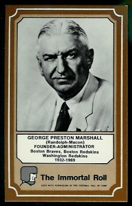 George Preston Marshall 1975 Fleer Immortal Roll football card