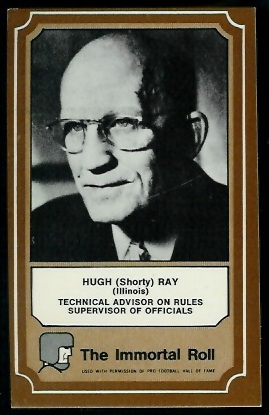Shorty Ray 1975 Fleer Immortal Roll football card Shorty Ray 1975 Fleer Immortal Roll football card