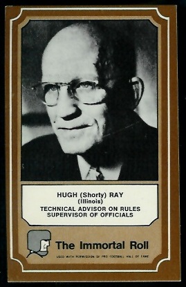 Shorty Ray 1975 Fleer Immortal Roll football card