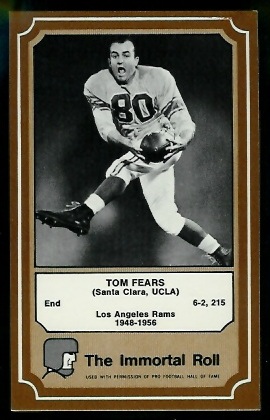 Tom Fears 1975 Fleer Immortal Roll football card