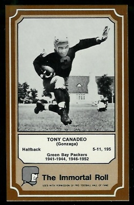 Tony Canadeo 1975 Fleer Immortal Roll football card