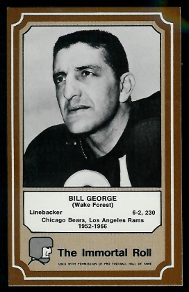 Bill George 1975 Fleer Immortal Roll football card